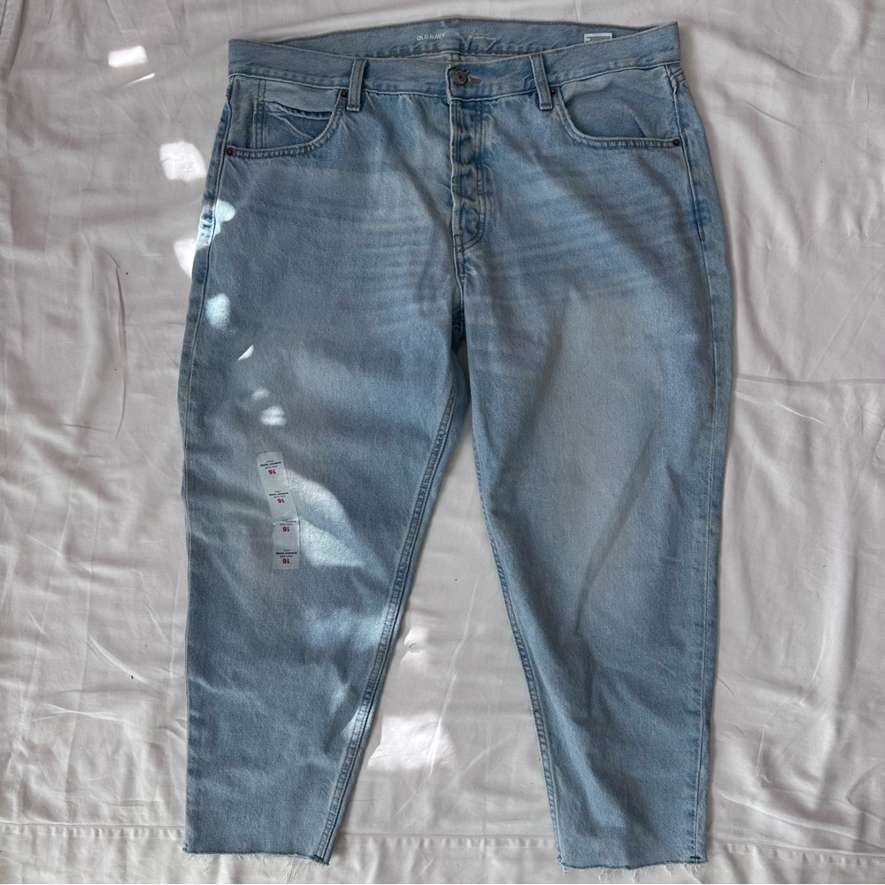 Old Navy Women's High-Waisted Slouchy Taper Ankle Jeans SZ 16 Button Fly